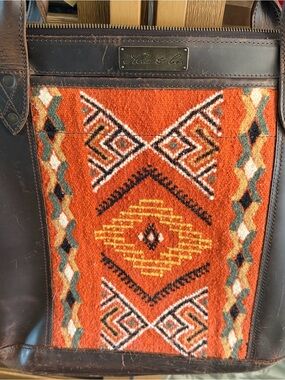 Nena & Co. Orange Patterned Leather-Trim Tote with Multicolor Accents